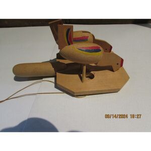 VINTAGE CHICKEN WOODEN TOY 2 HENS AND BALL